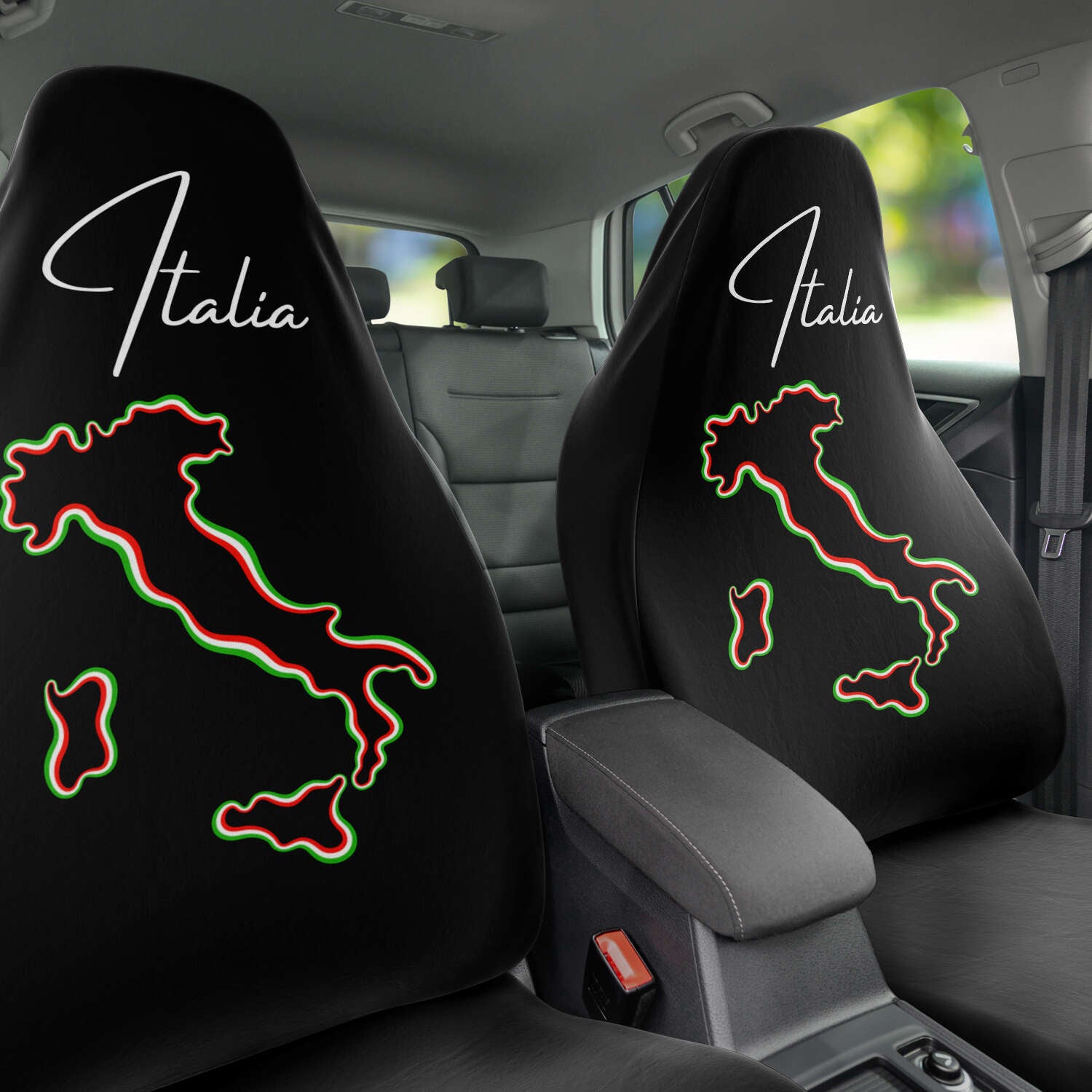 Italia Flag Map Car Seat Covers (Set Of 2)