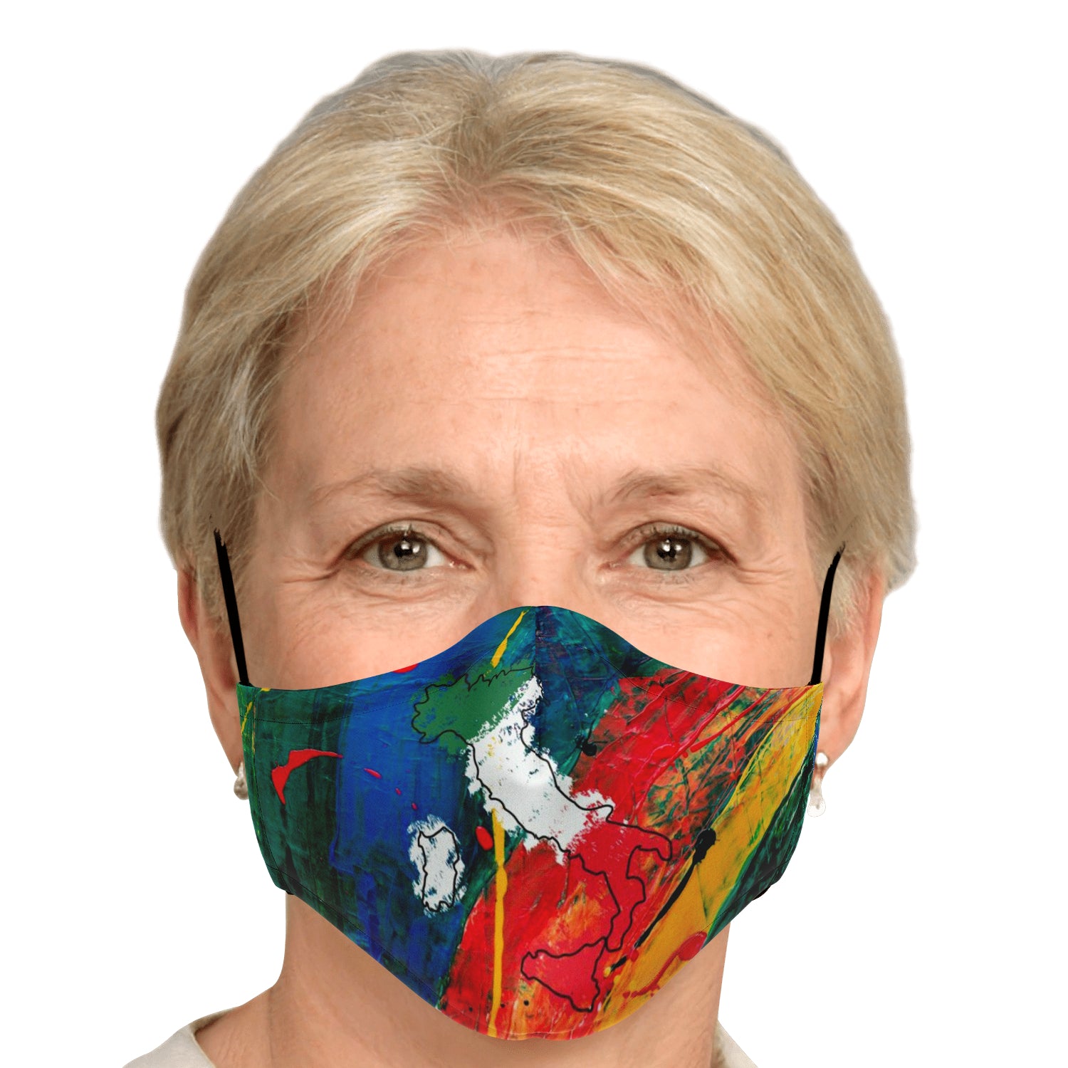 Italy Flag Map Paint Face Mask + 2 PM 2.5 Filters