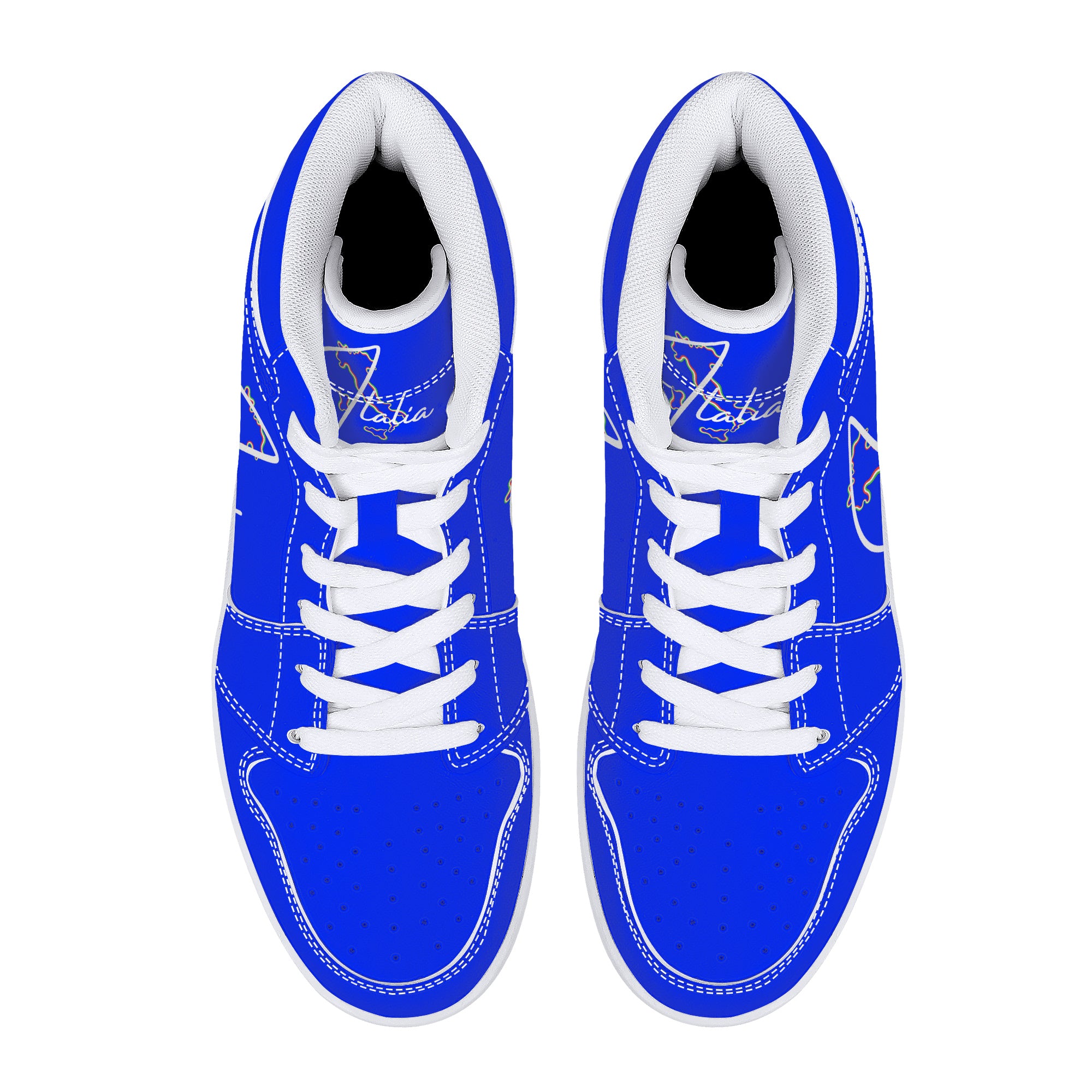 Italia Blu High-Top Leather Sneakers - White