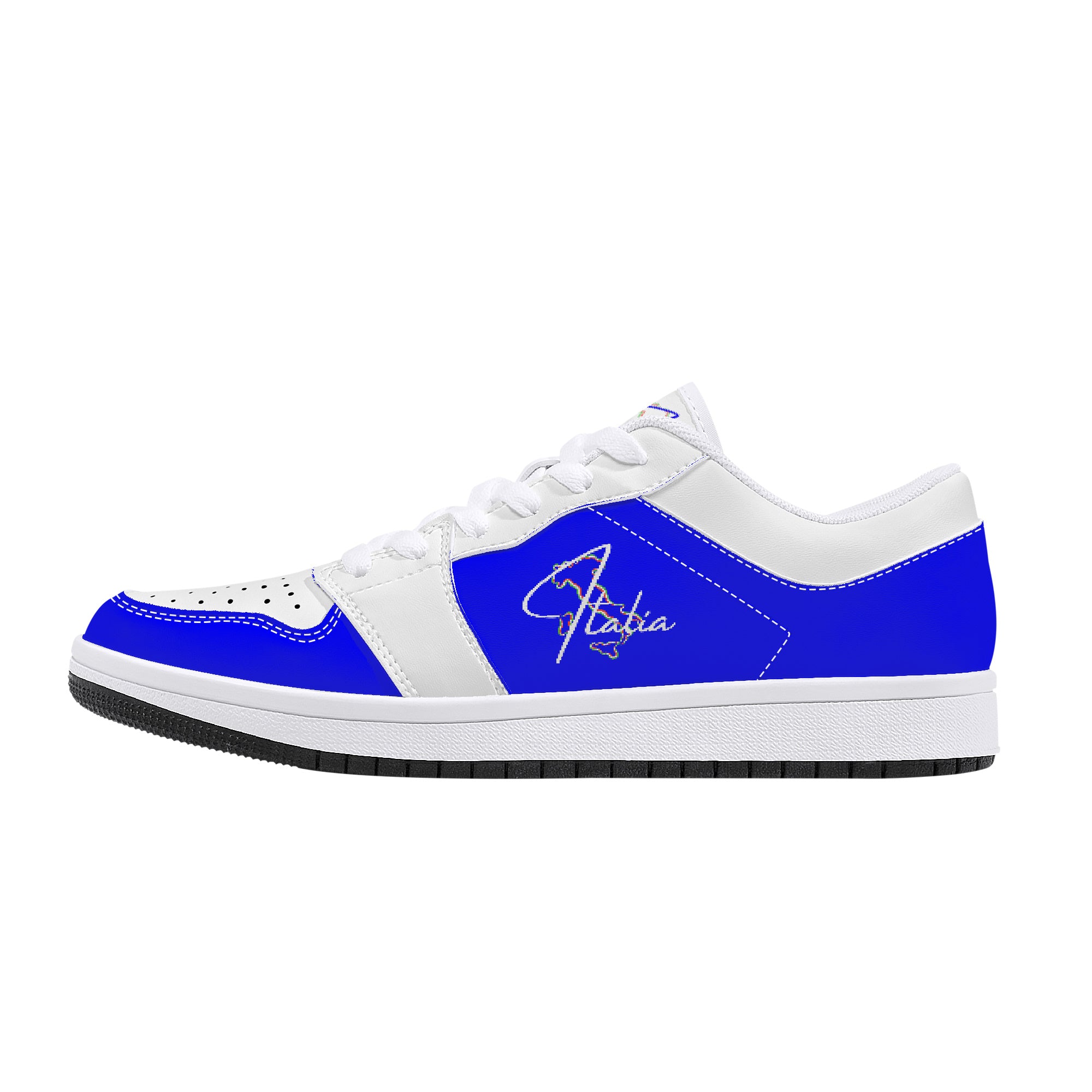 Italia Blu/White Low-Top Leather Sneakers