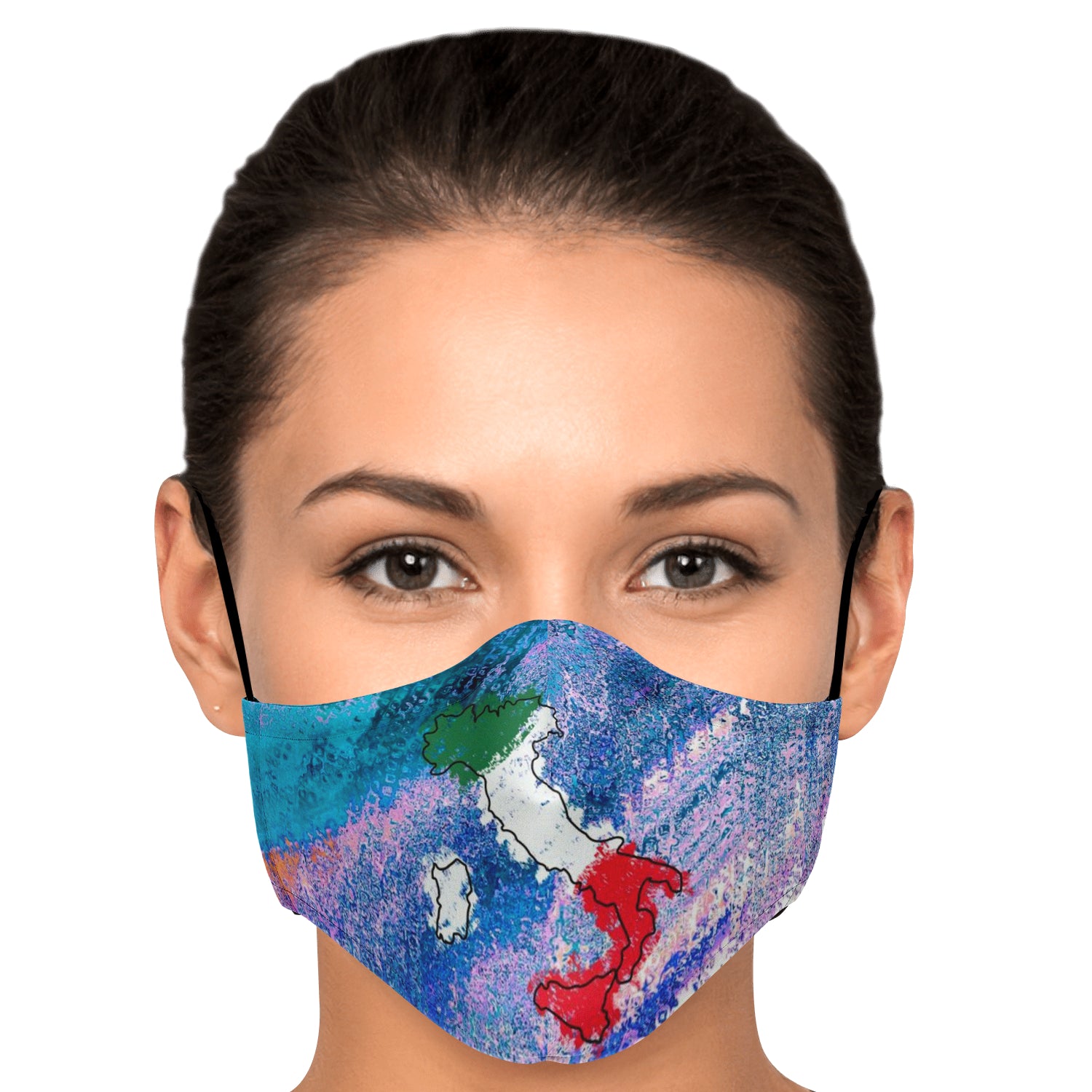 Italy Flag Map Paint Colors Face Mask + 2 PM 2.5 Filters