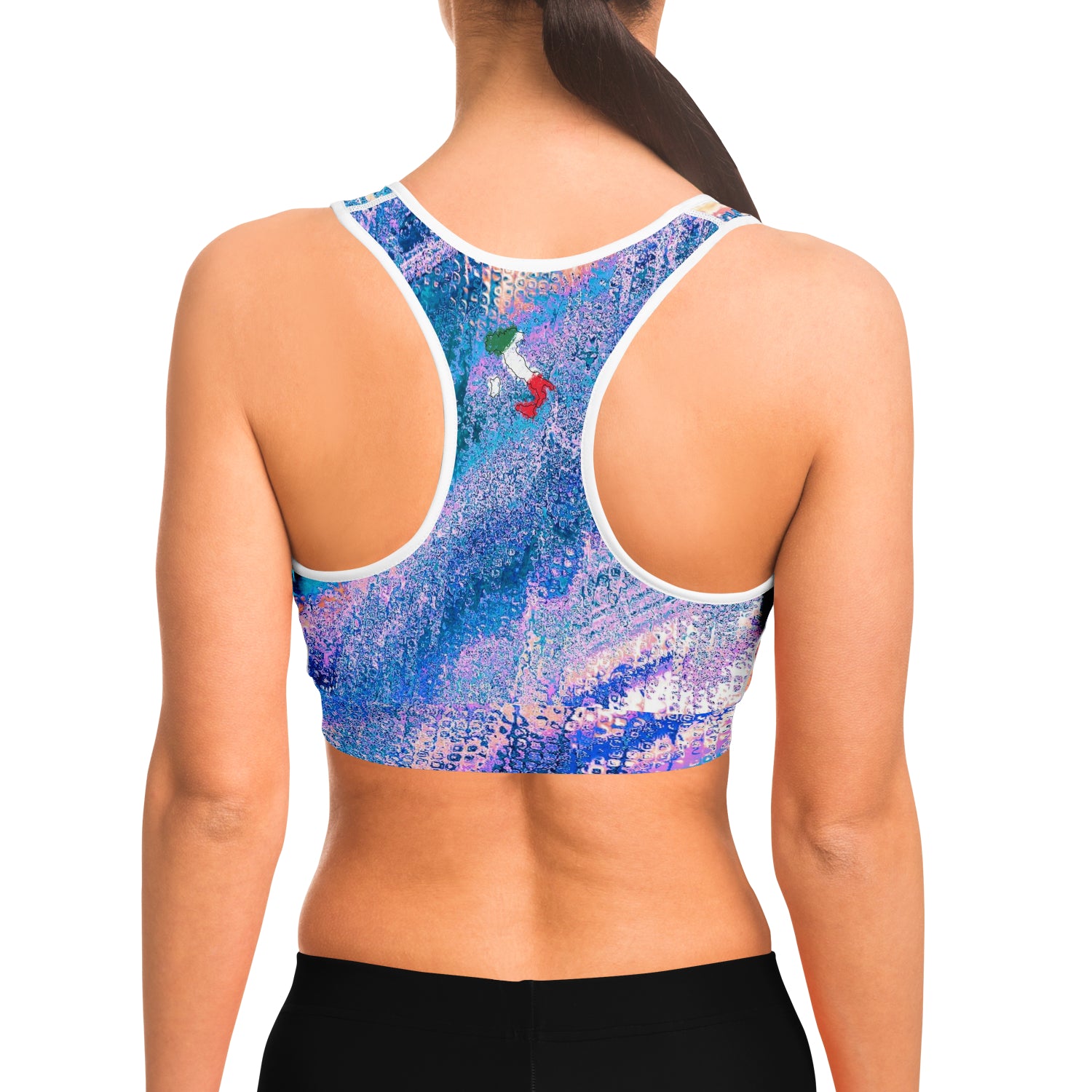 Italy Flag Map Paint Sports Bra