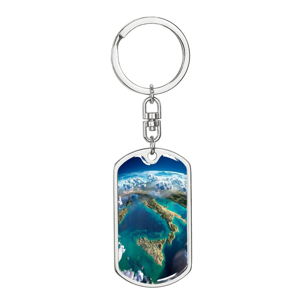 Italy Satellite View Keychain