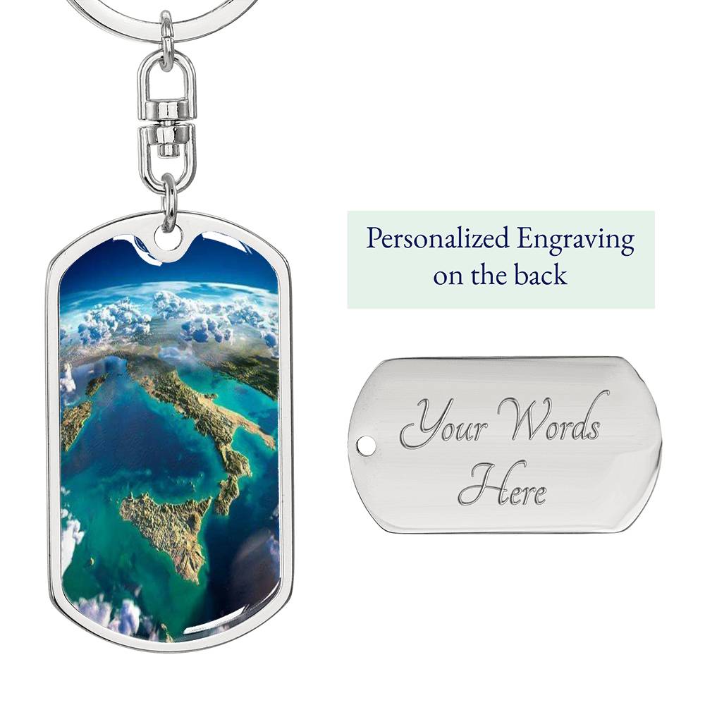 Italy Satellite View Keychain