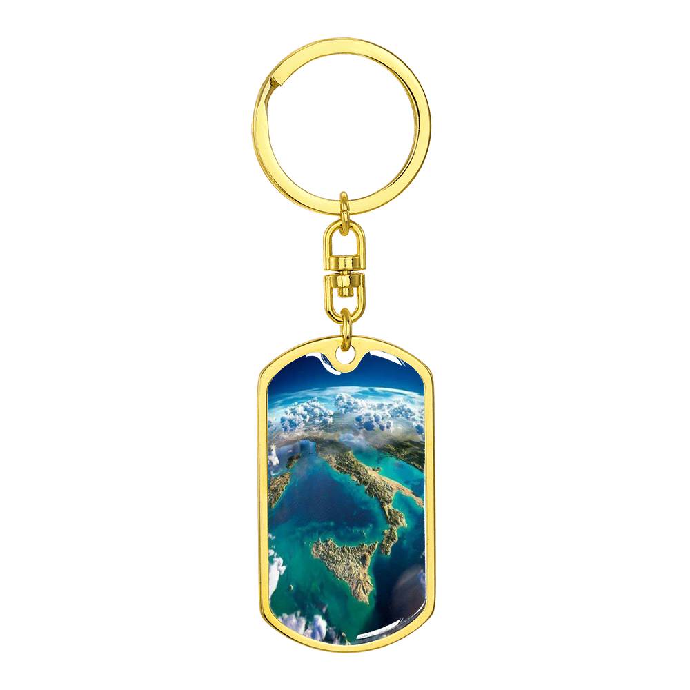 Italy Satellite View Keychain