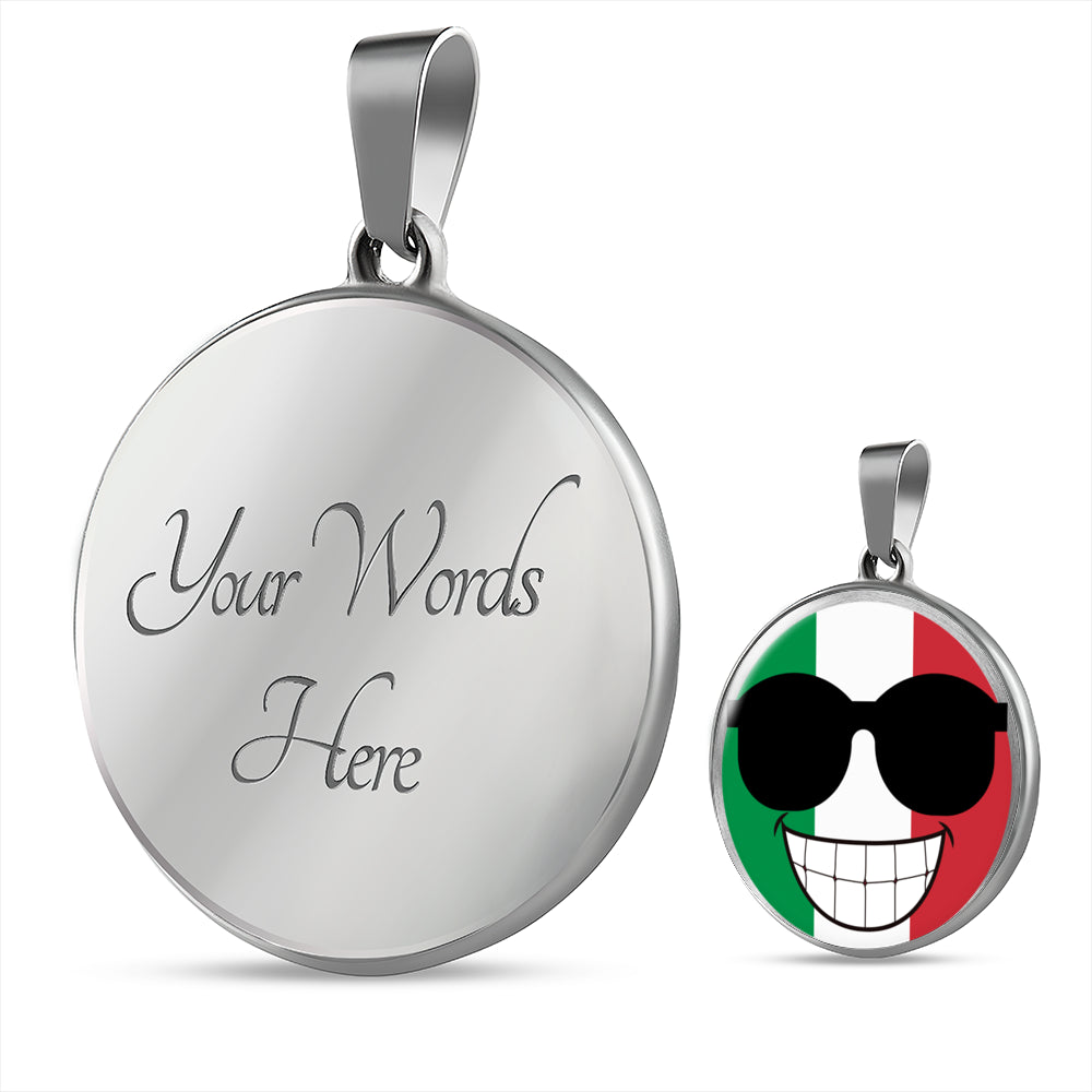Italian Flag Smile Circle Necklace