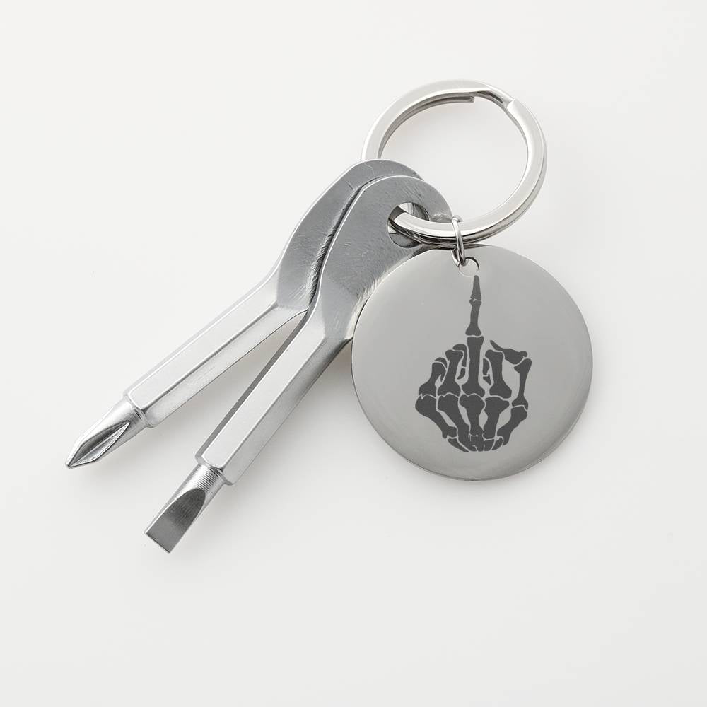 Skeleton Mid Finger Screwdriver Keychain