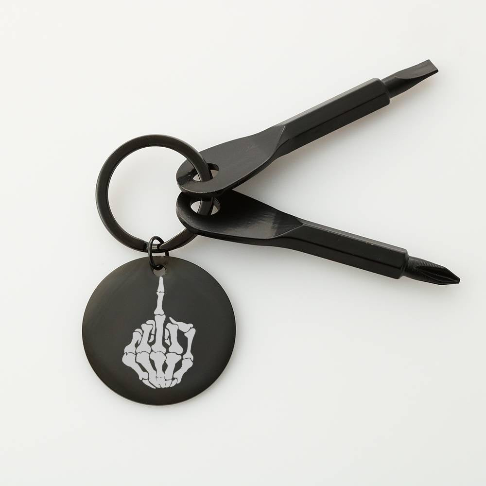 Skeleton Mid Finger Screwdriver Keychain