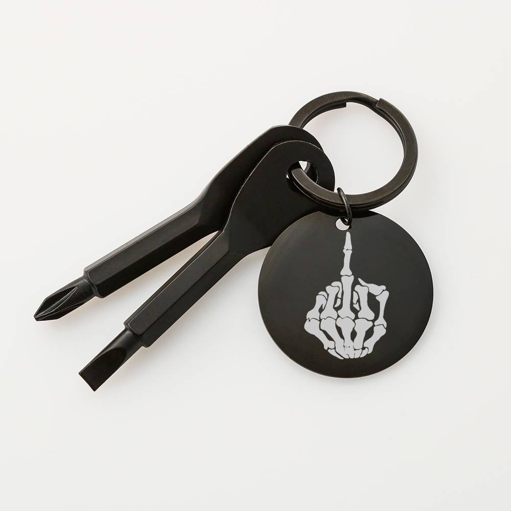 Skeleton Mid Finger Screwdriver Keychain