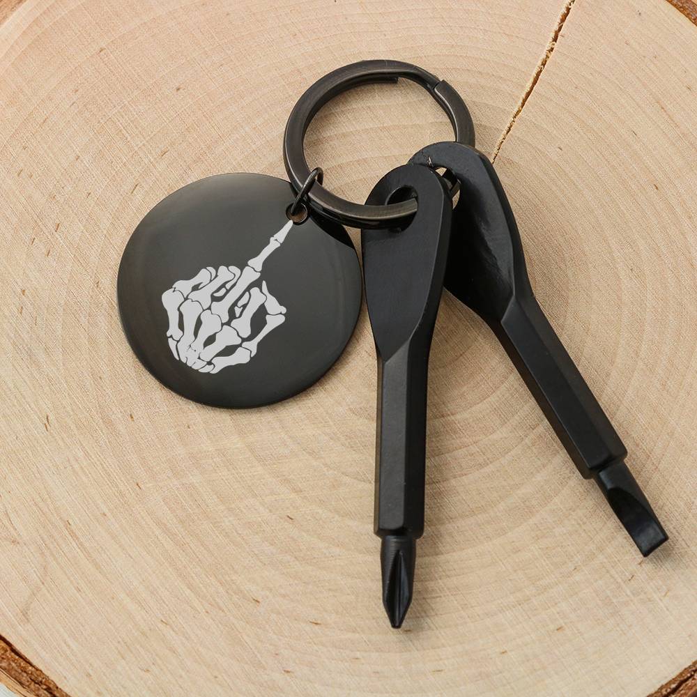 Skeleton Mid Finger Screwdriver Keychain