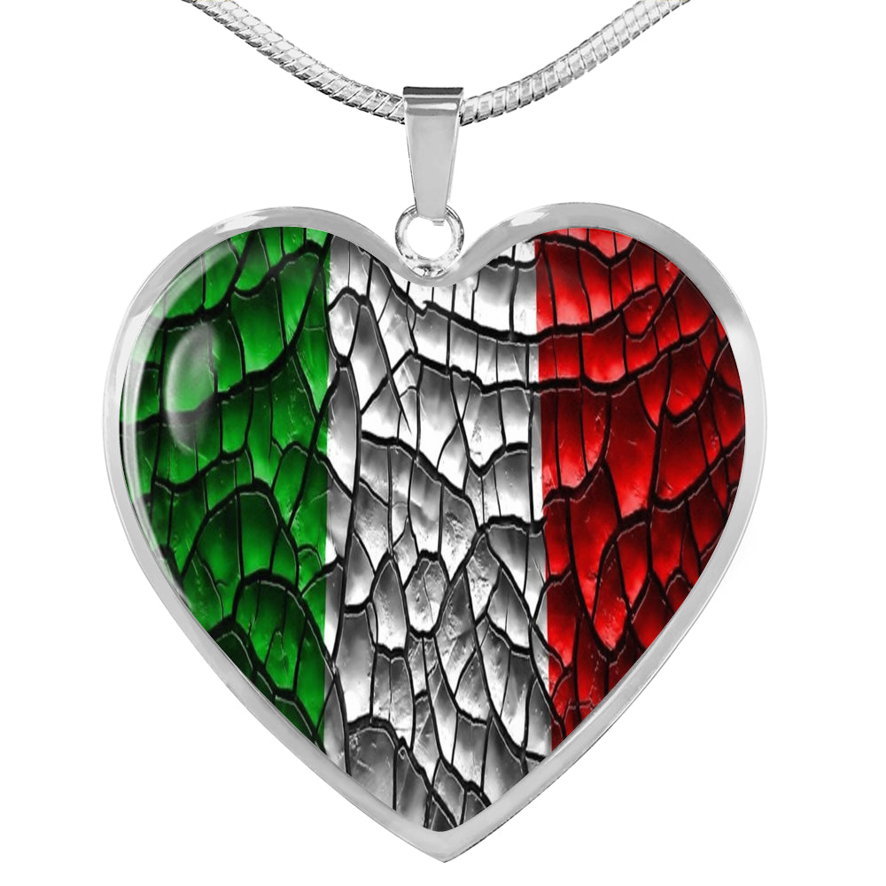 Italy Flag Art Heart Necklace