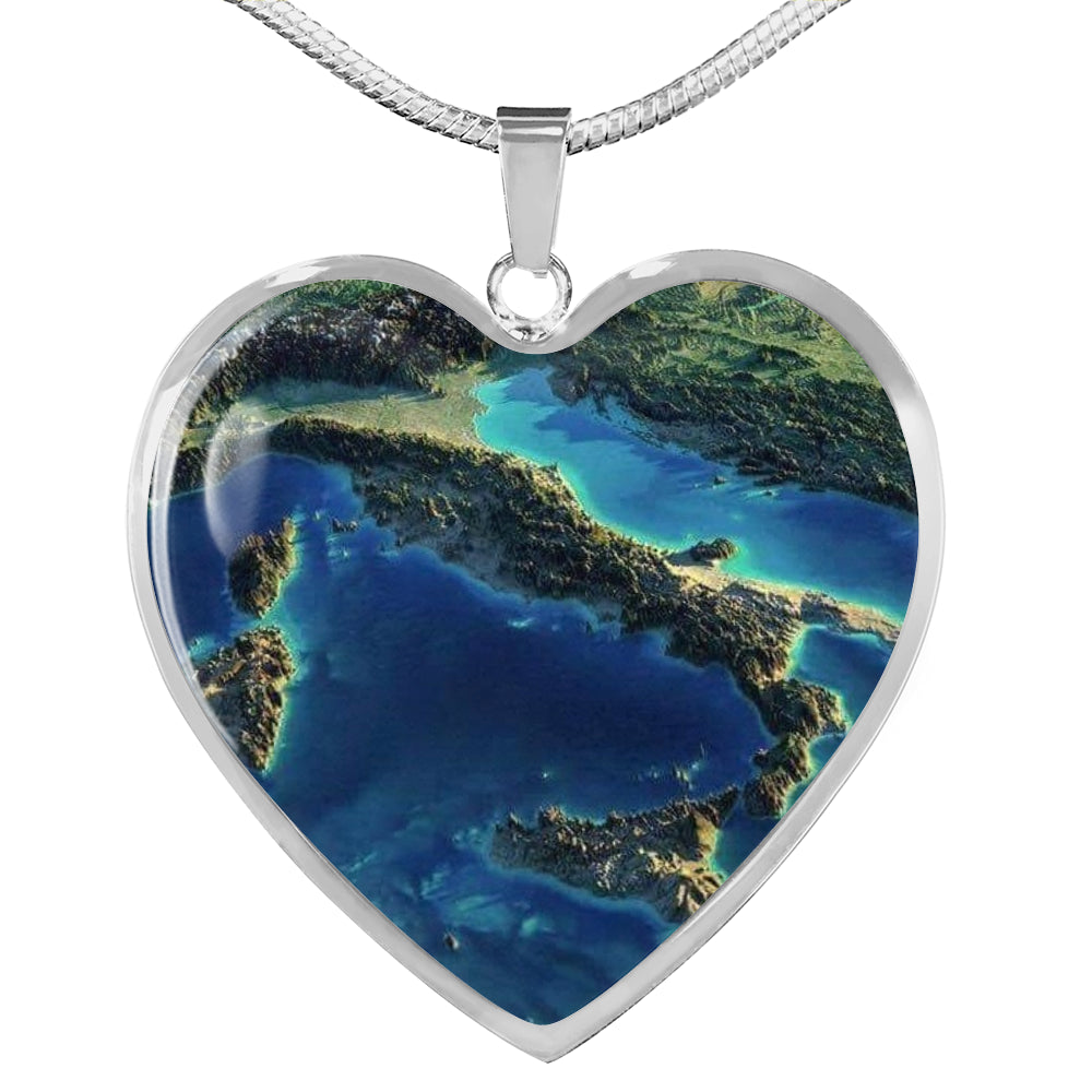 Italia Satellite View Heart Necklace