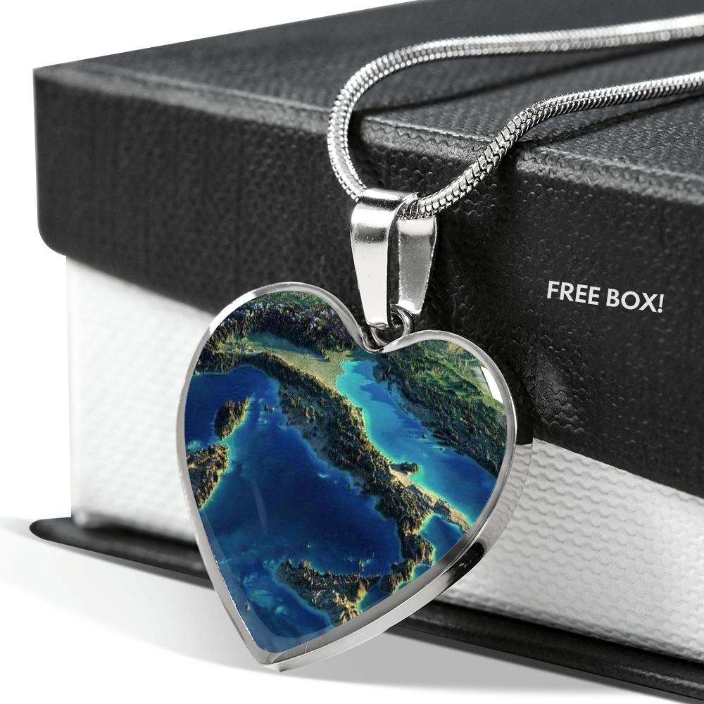 Italia Satellite View Heart Necklace