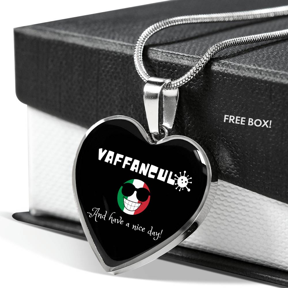 Vaffanculo And Have A Nice Day Black Heart Necklace