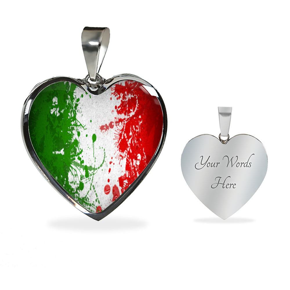 Italian Flag Art Heart Necklace