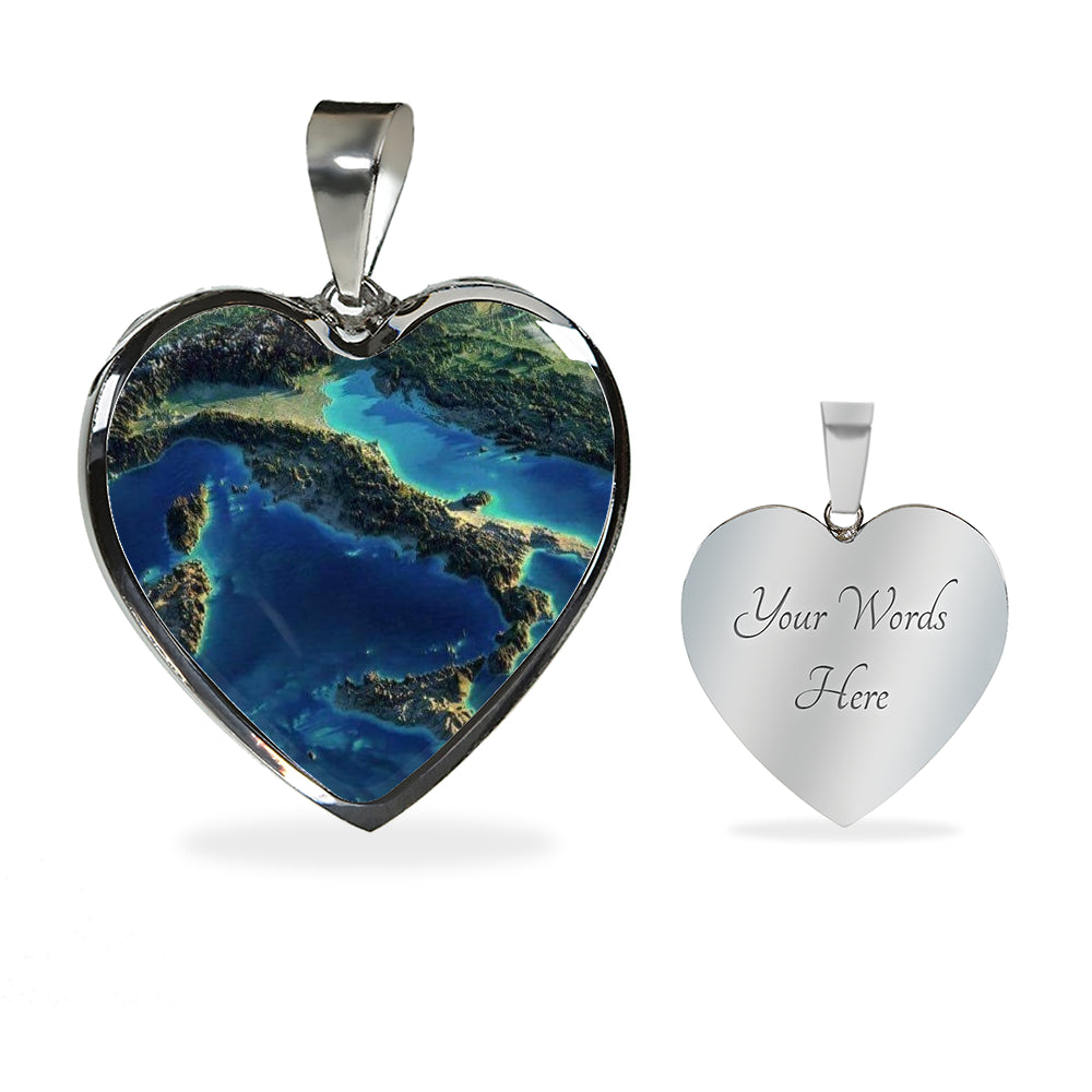 Italia Satellite View Heart Necklace