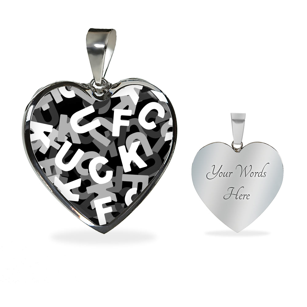 Fuck Grey Camo Heart Luxury Necklace