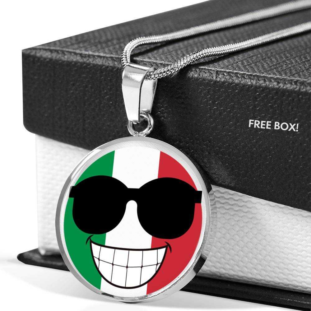 Italian Flag Smile Circle Necklace