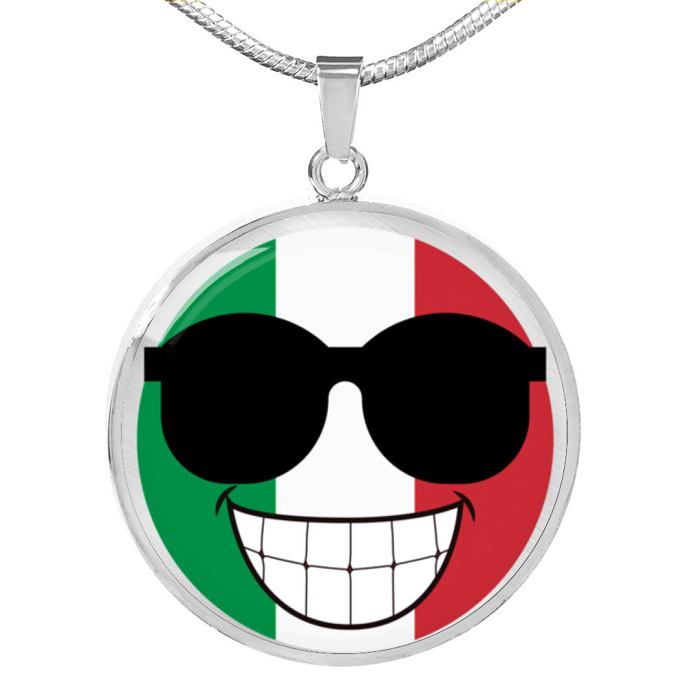 Italian Flag Smile Circle Necklace