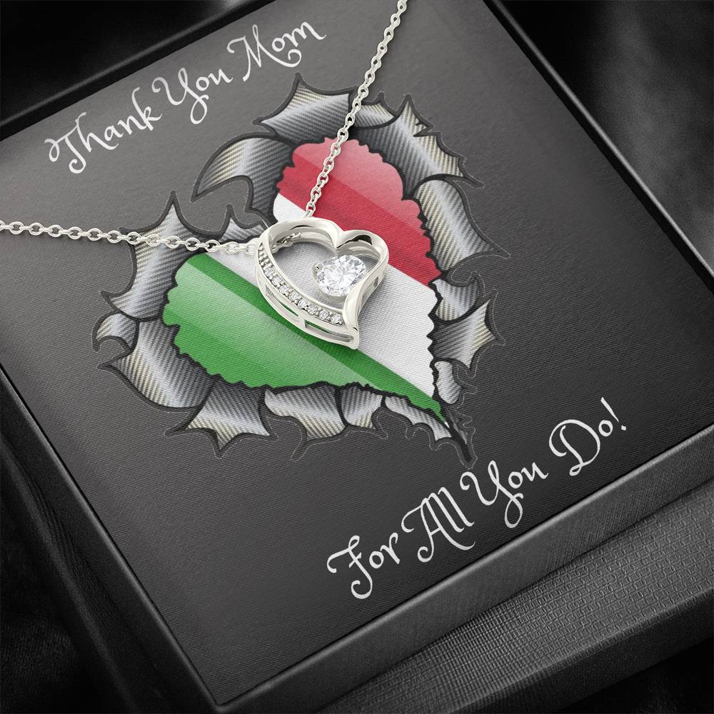 Thank You Mom Forever Love Italian Heart Necklace