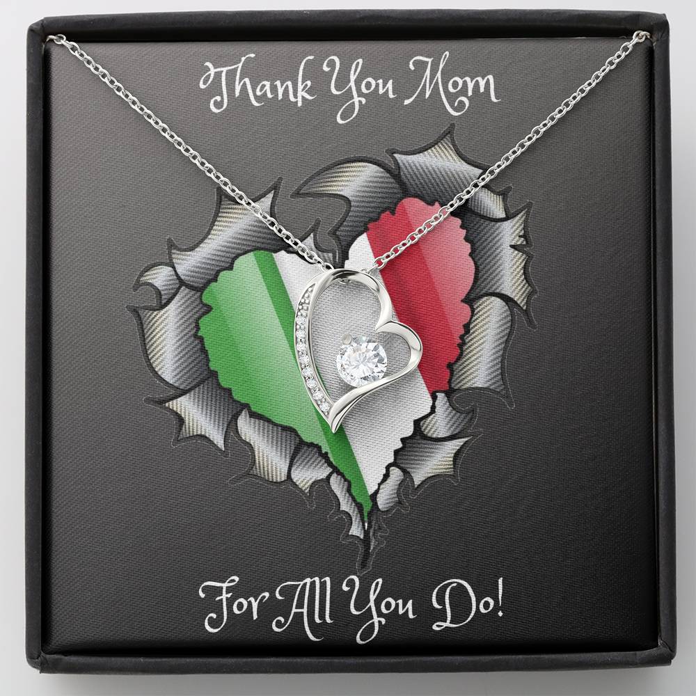 Thank You Mom Forever Love Italian Heart Necklace