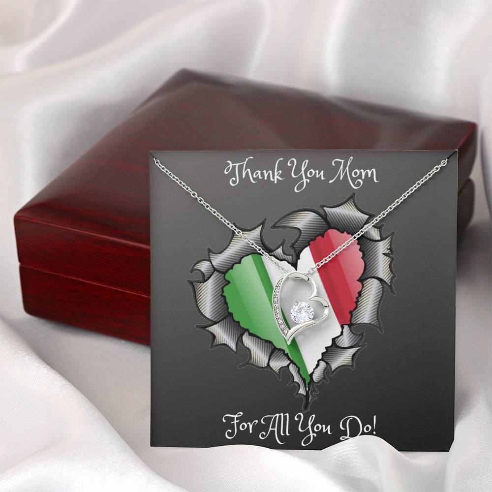 Thank You Mom Forever Love Italian Heart Necklace