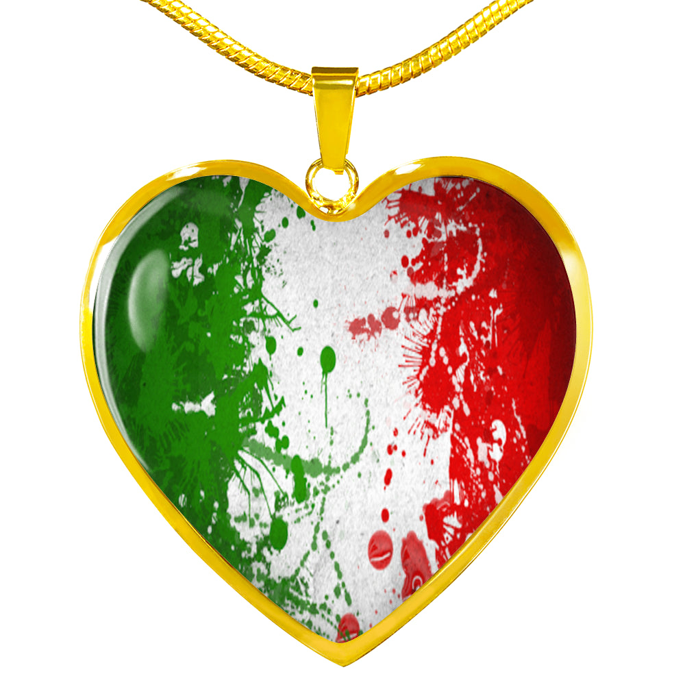 Italian Flag Art Heart Necklace