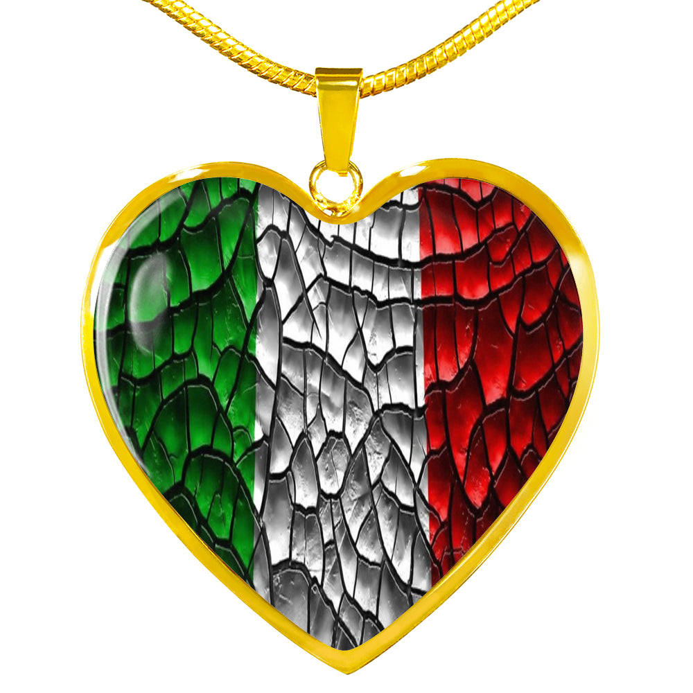 Italy Flag Art Heart Necklace