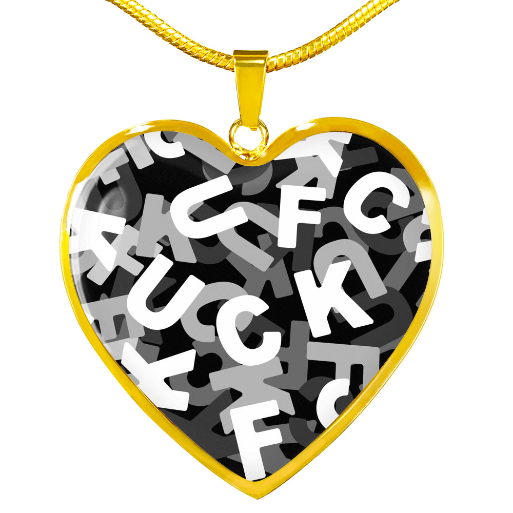 Fuck Grey Camo Heart Luxury Necklace