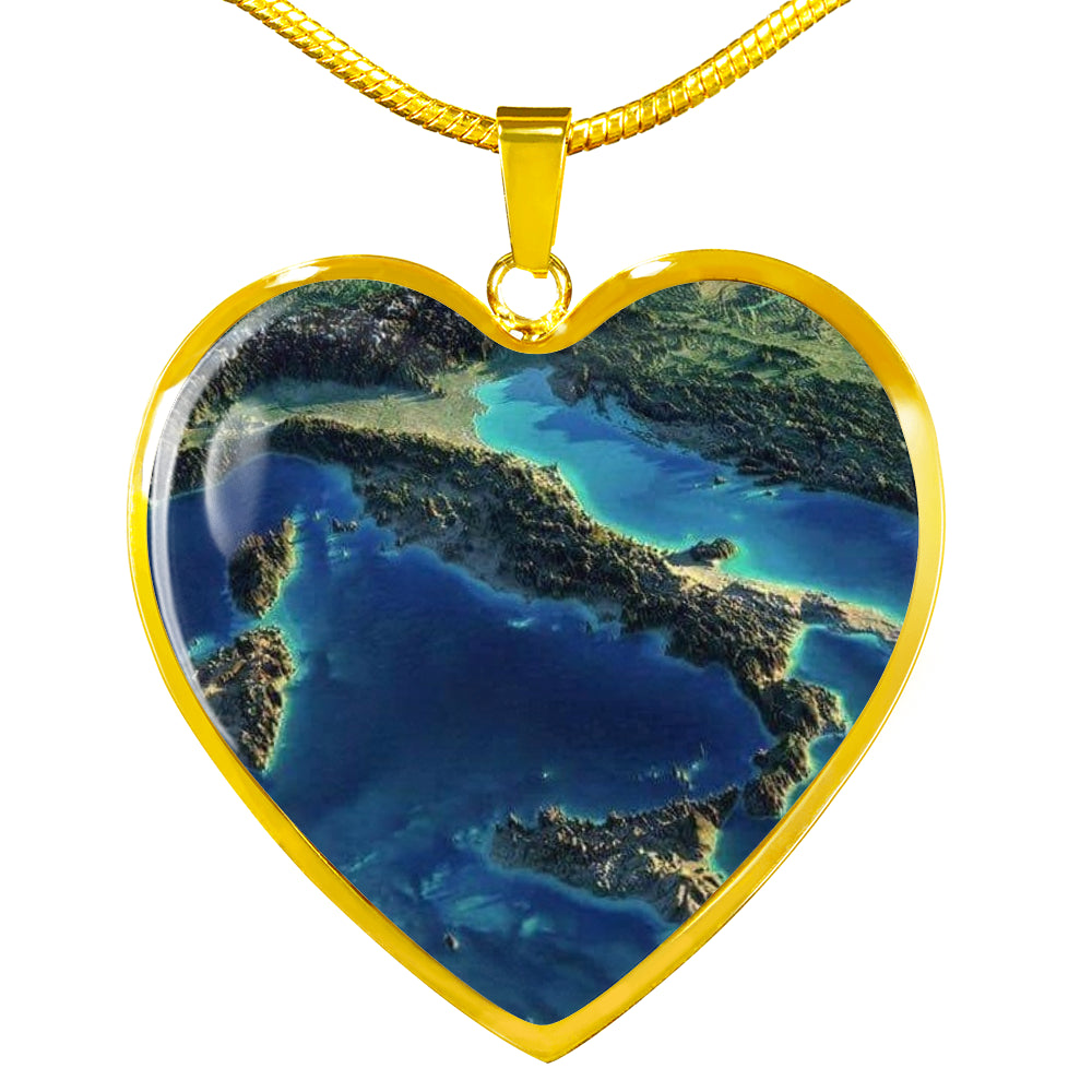Italia Satellite View Heart Necklace