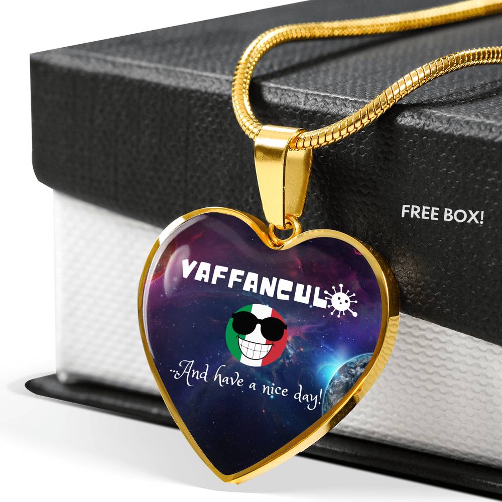 Vaffanculo And Have A Nice Day Galaxy Heart Necklace