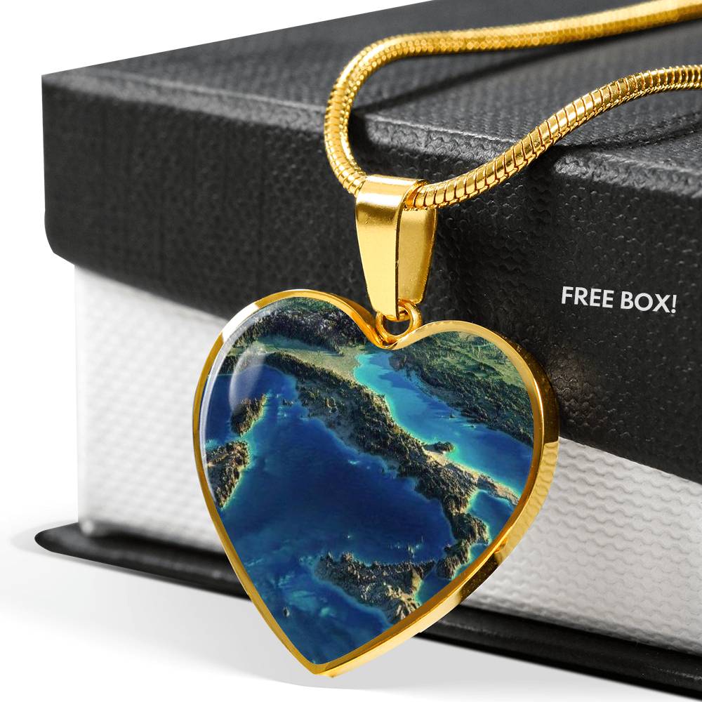 Italia Satellite View Heart Necklace