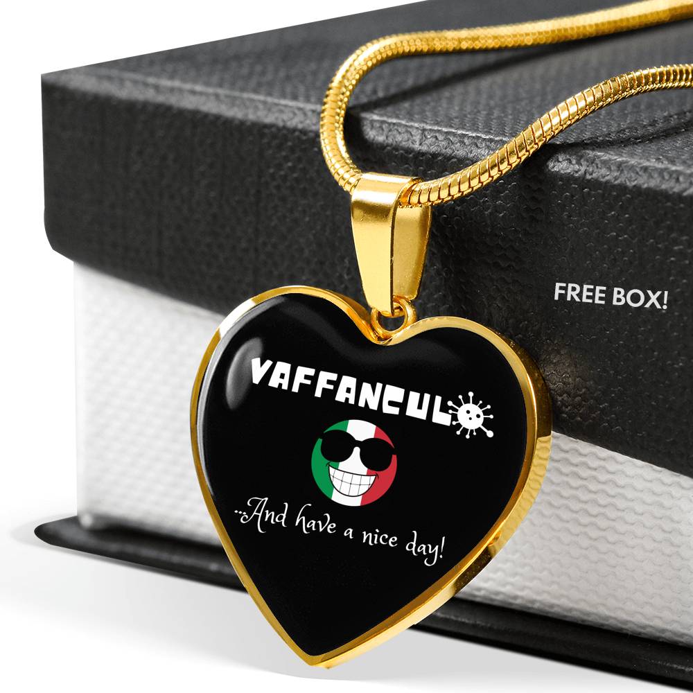 Vaffanculo And Have A Nice Day Black Heart Necklace