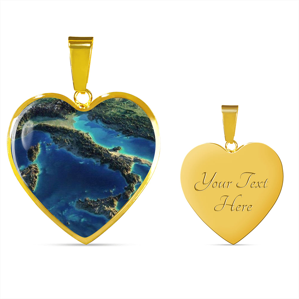 Italia Satellite View Heart Necklace