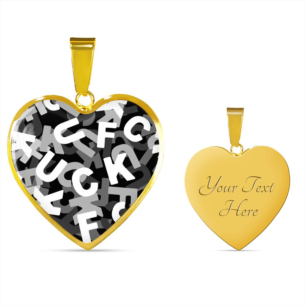 Fuck Grey Camo Heart Luxury Necklace