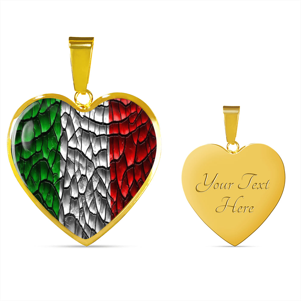 Italy Flag Art Heart Necklace