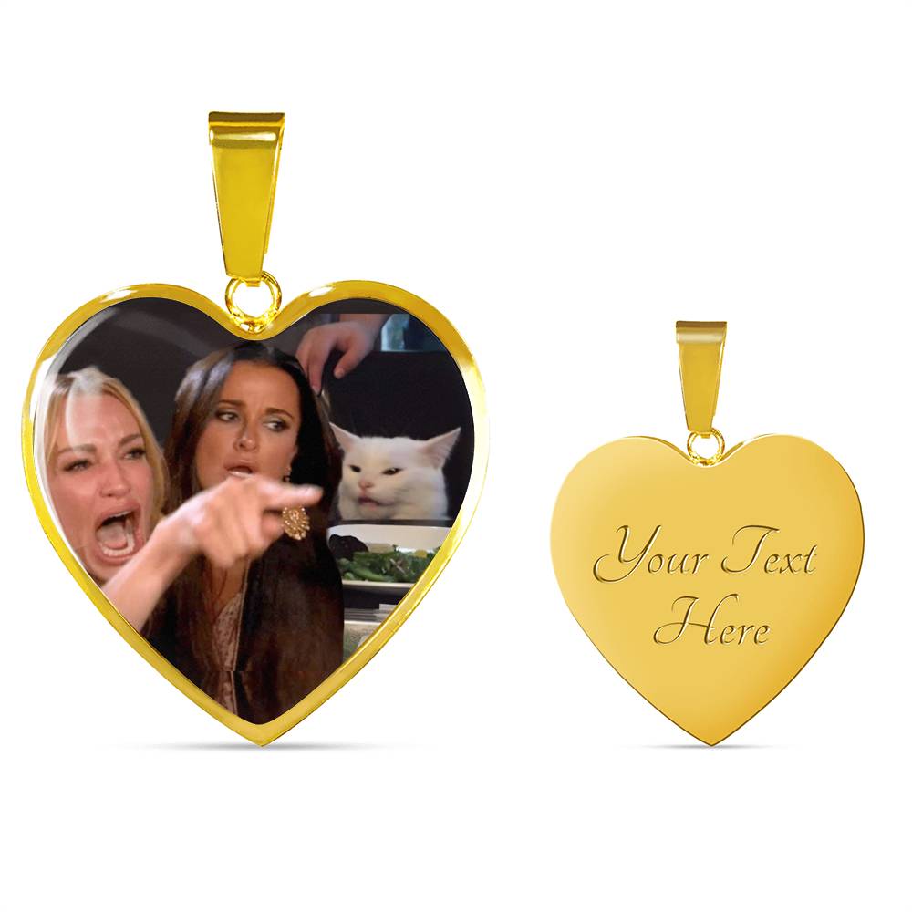 Woman Yelling At Cat Heart Necklace