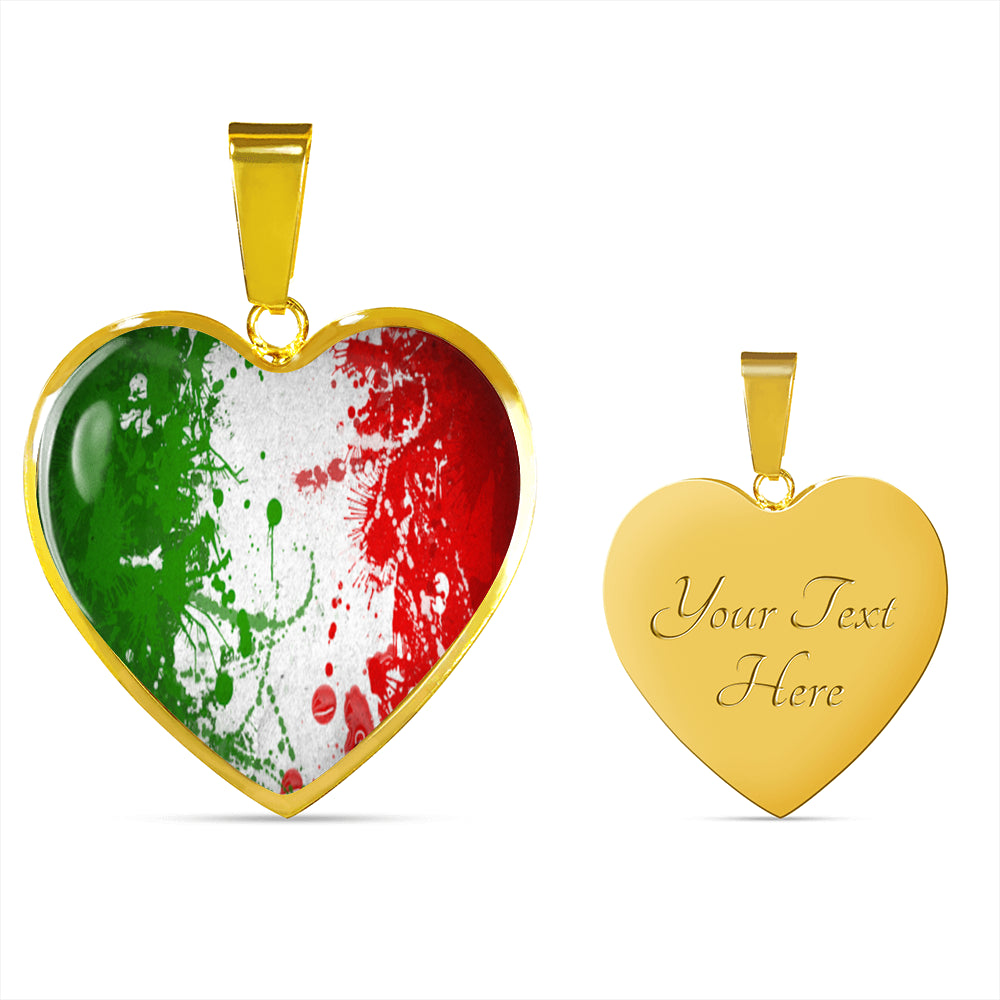 Italian Flag Art Heart Necklace