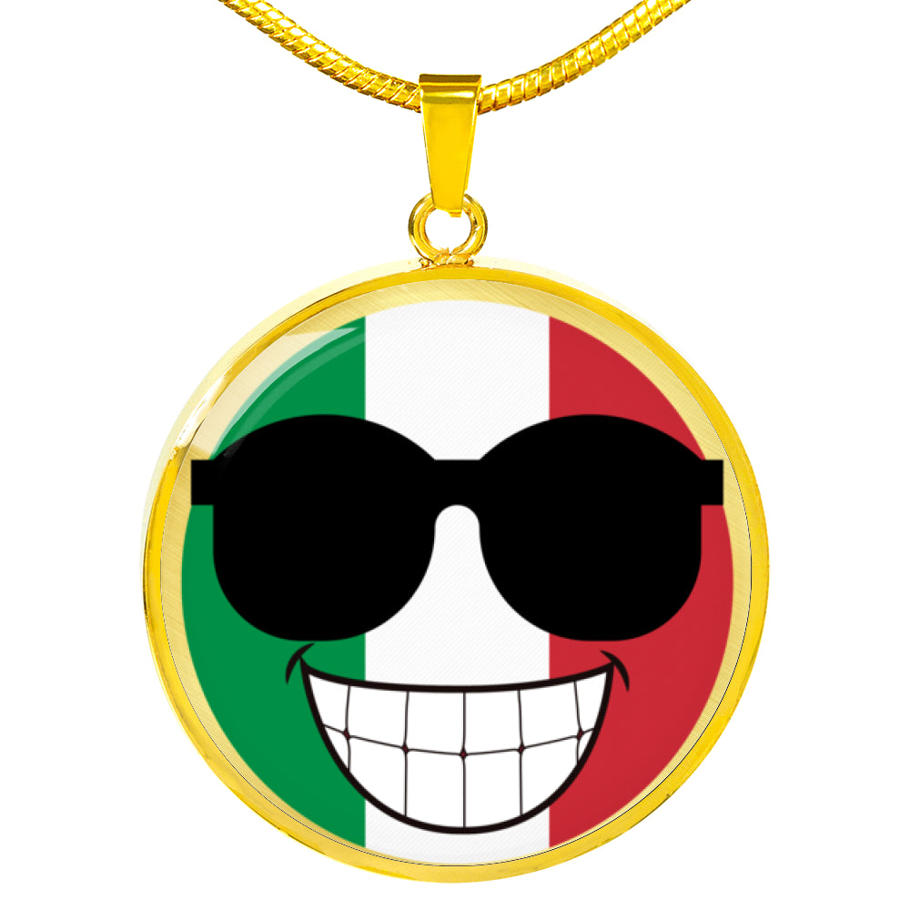 Italian Flag Smile Circle Necklace
