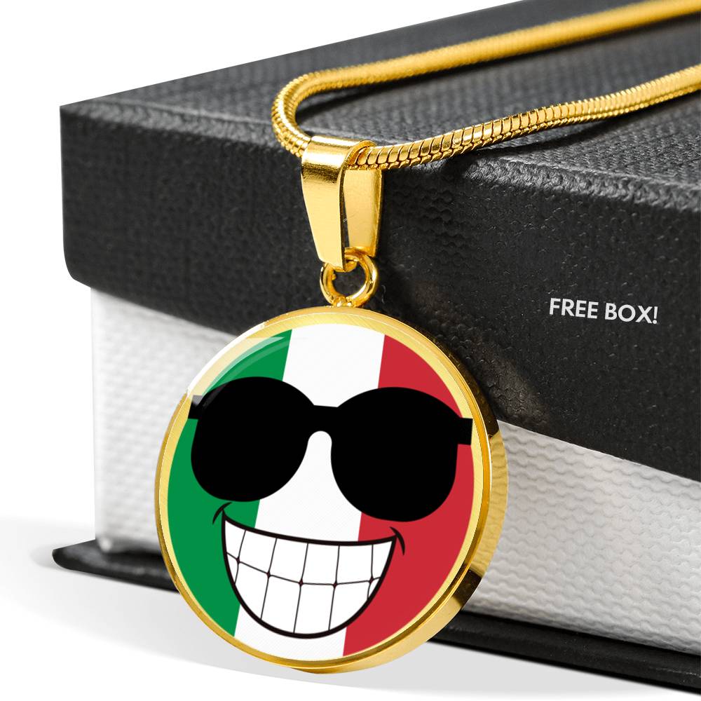 Italian Flag Smile Circle Necklace