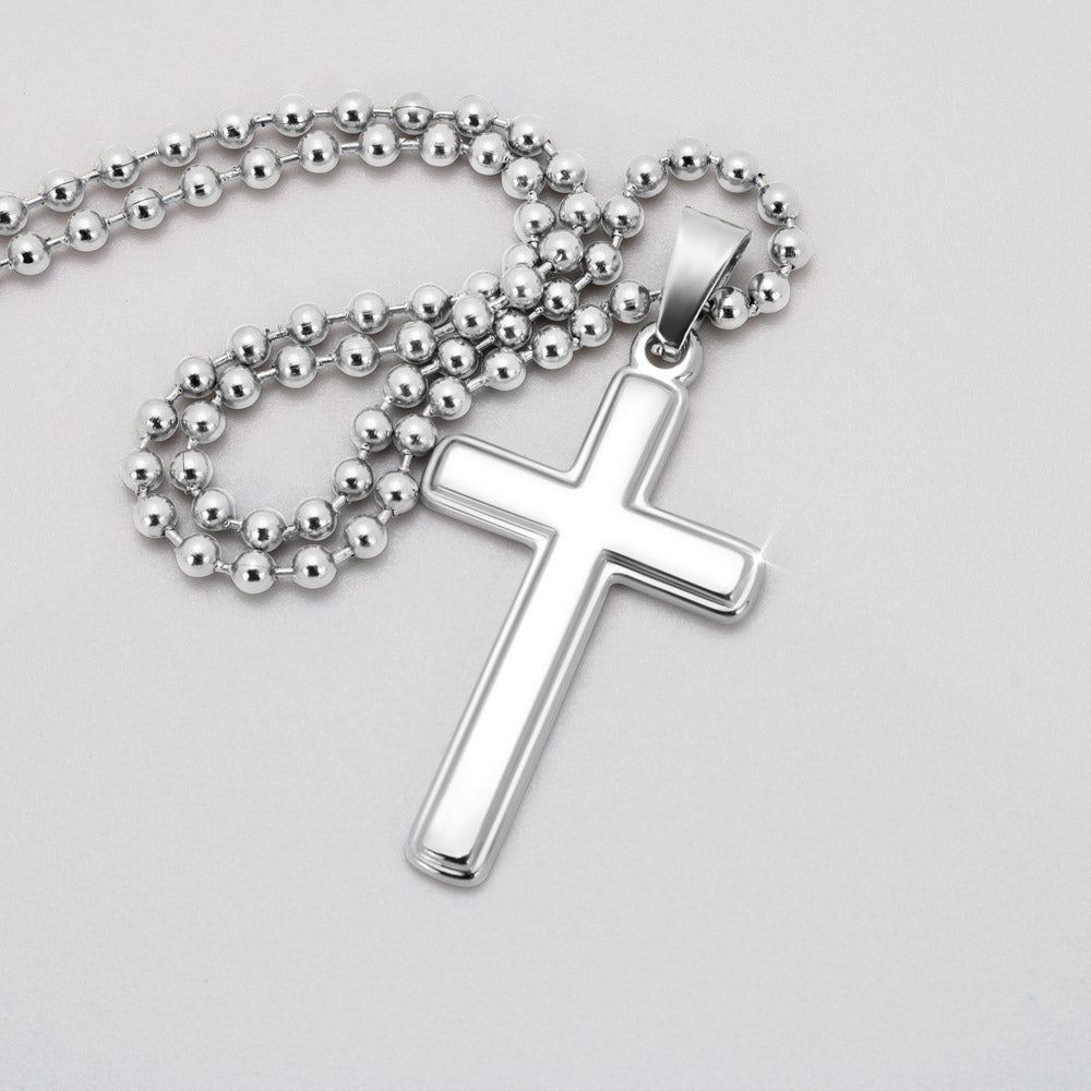 Thank You Dad Personalized Cross Necklace Military Ball Chain