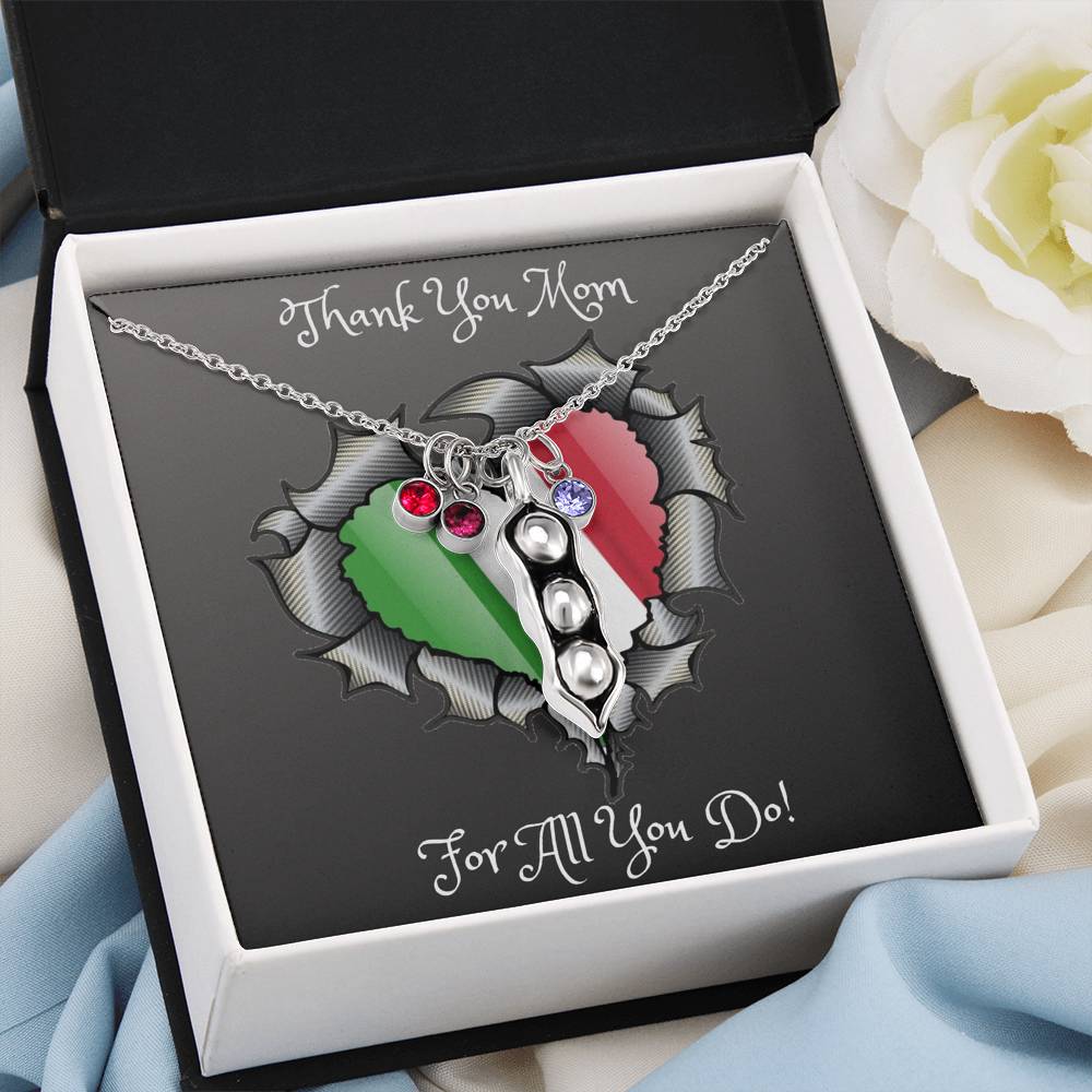 Thank You Mom Pea Pod Necklace Mother's Day 2021 Gift Idea