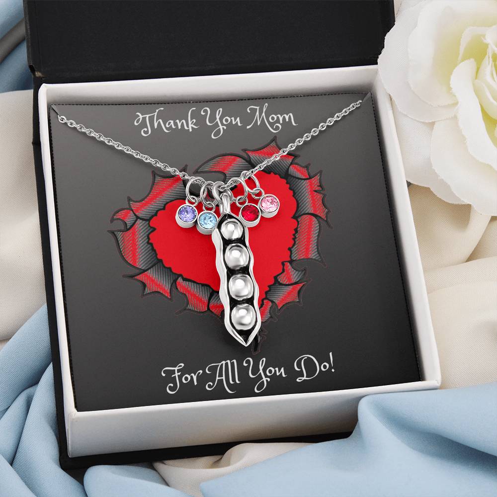 Thank You Mom Pea Pod Necklace Mother's Day 2021 Gift Idea