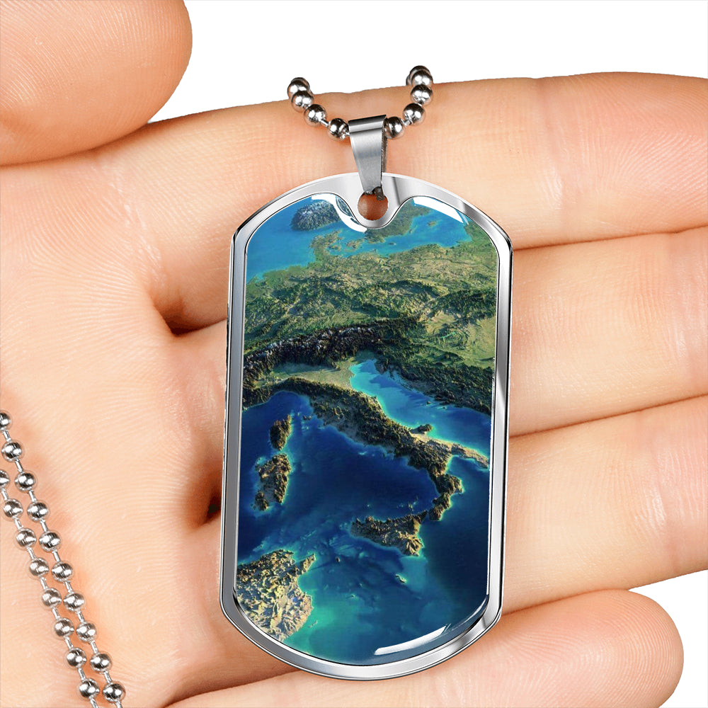Italia Satellite View Dog-Tag