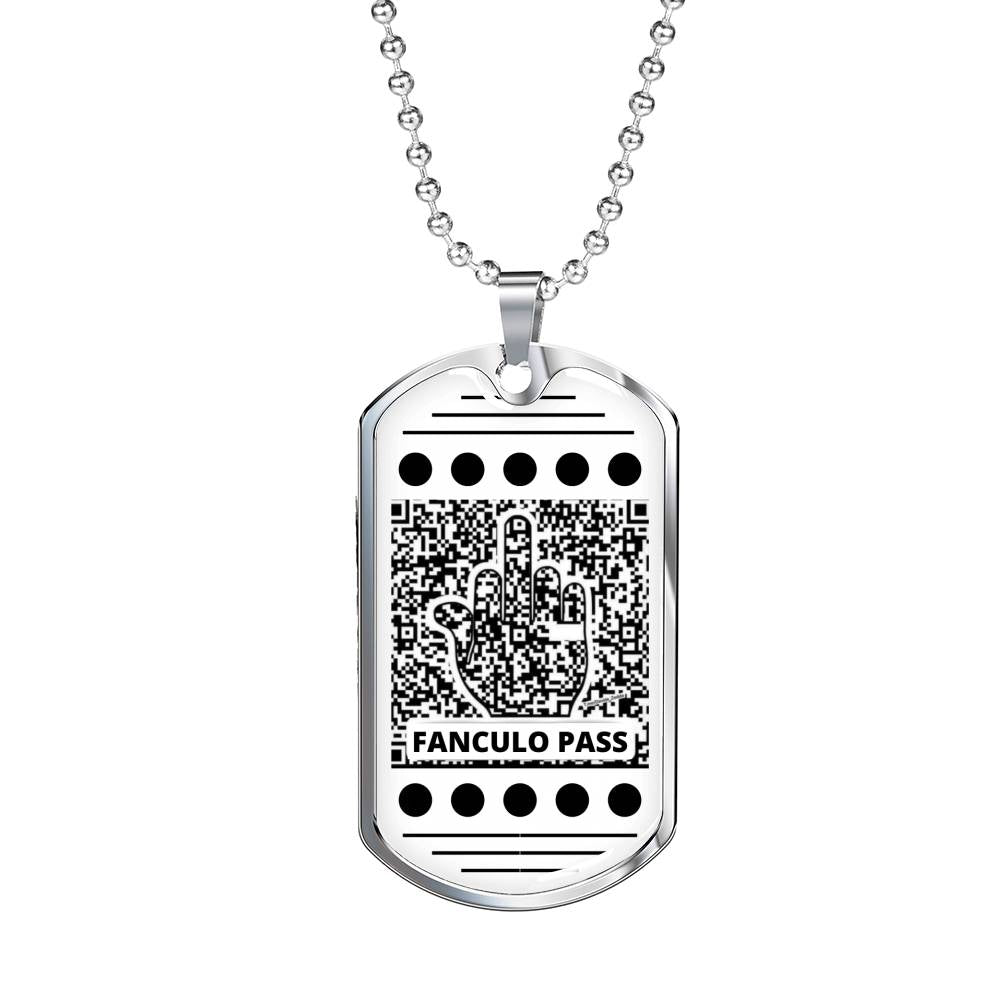 Fanculo Pass Dog.Tag Necklace With Military Ball Chain