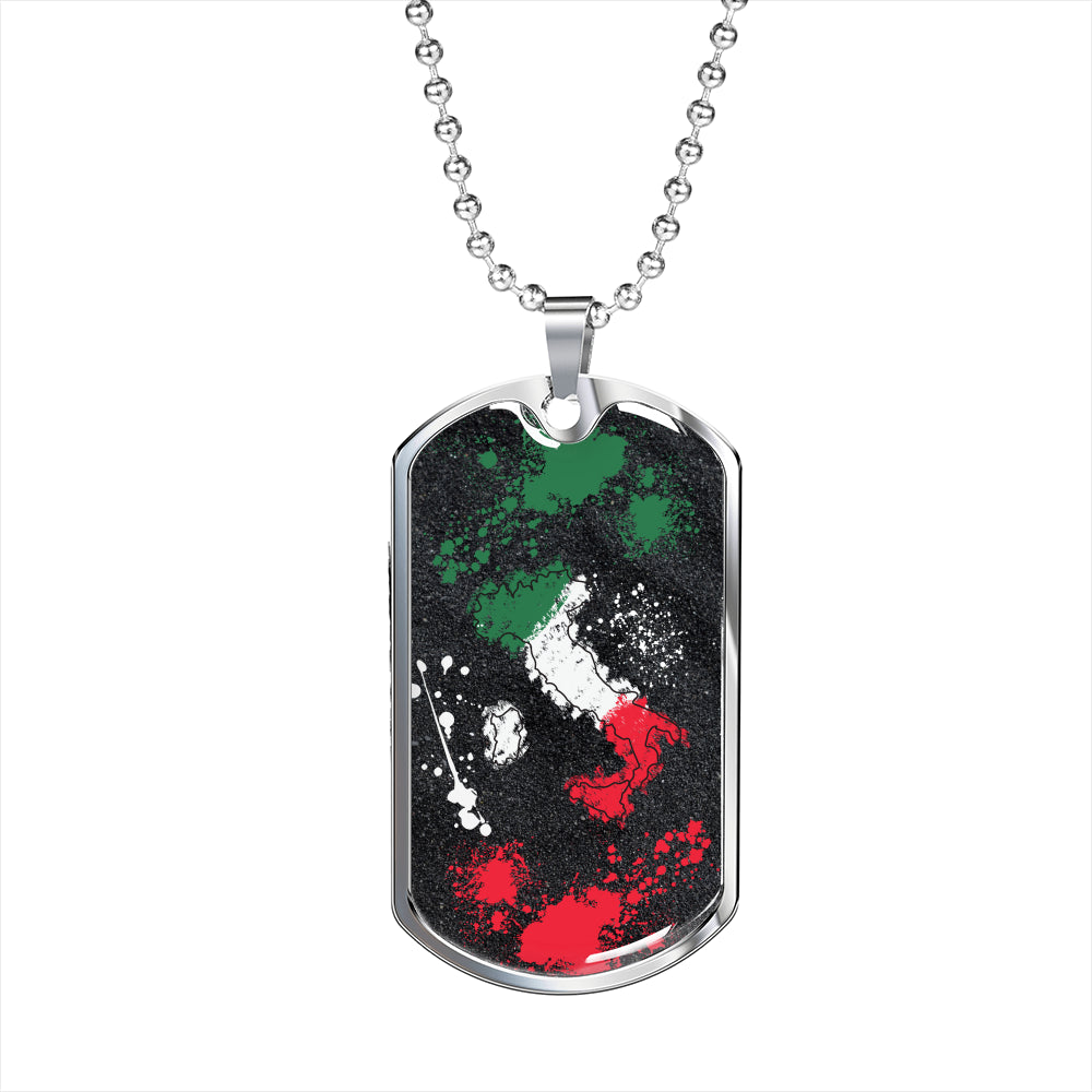 Italy Flag Map Paint Art Dog-Tag Necklace