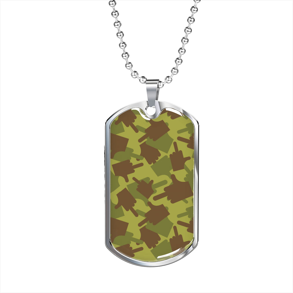 Fuck You Green Camo Dog-Tag Necklace