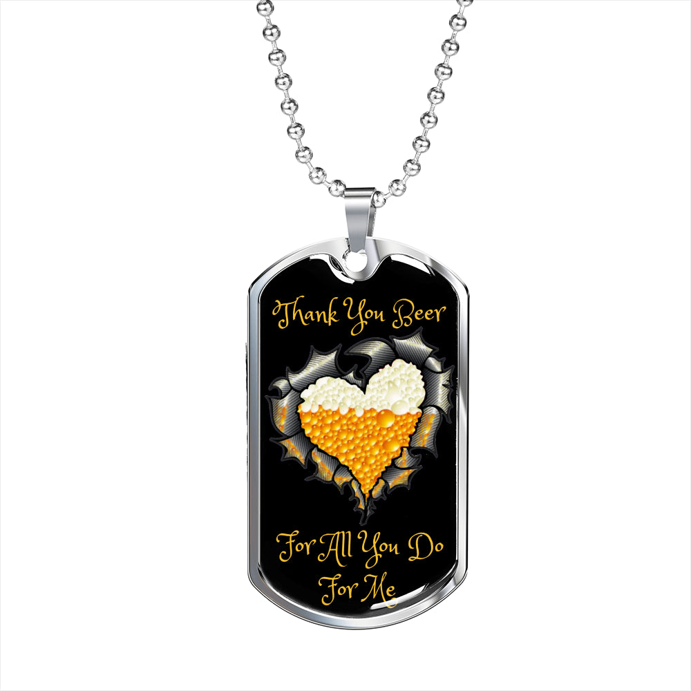 Thank You Beer Funny Beer Lover Dog-Tag Necklace