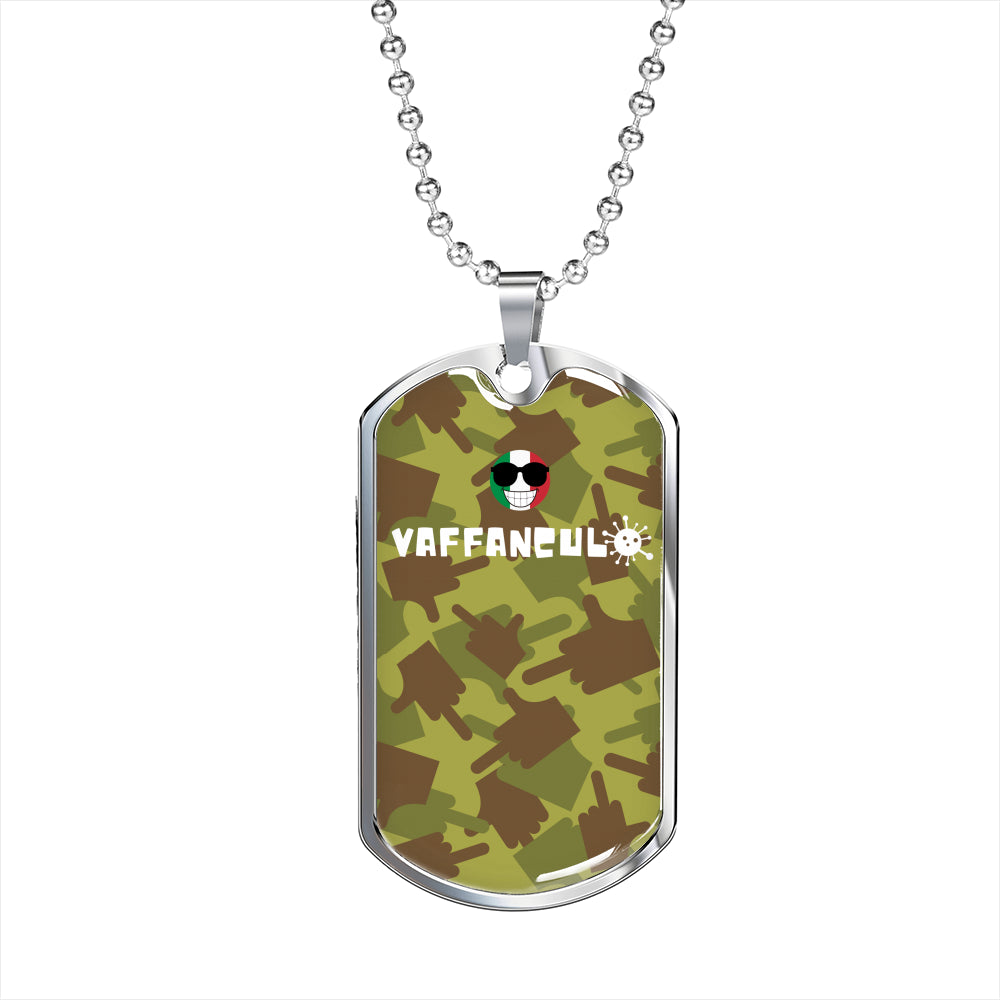 Vaffanculo Green Camo Dog-Tag Necklace