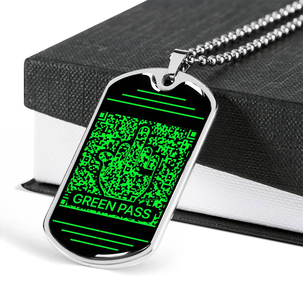 Funny Green Pass Dog-Tag Necklace